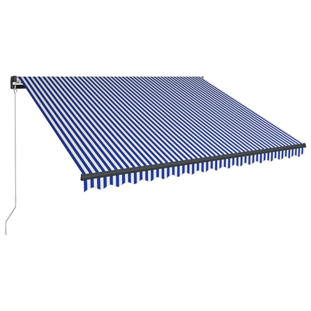 

vidaXL Luifel handmatig uittrekbaar met LED 400x300 cm blauw en wit