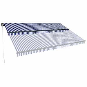 vidaXL Τέντα Συρόμενη Χειροκίνητη με LED Μπλε / Λευκό 500 x 300 εκ.