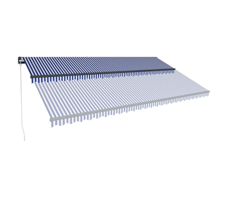 vidaXL Toldo retráctil manual con luz LED azul y blanco 600x300 cm