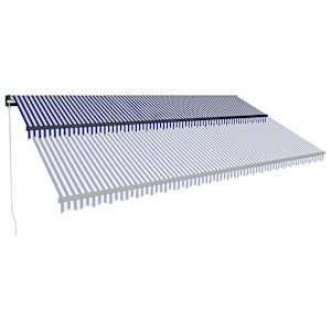 vidaXL Copertină retractabilă manual cu LED albastru & alb 600x300 cm