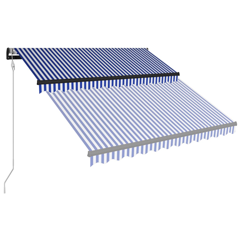 

vidaXL Luifel automatisch uittrekbaar 300x250 cm blauw en wit