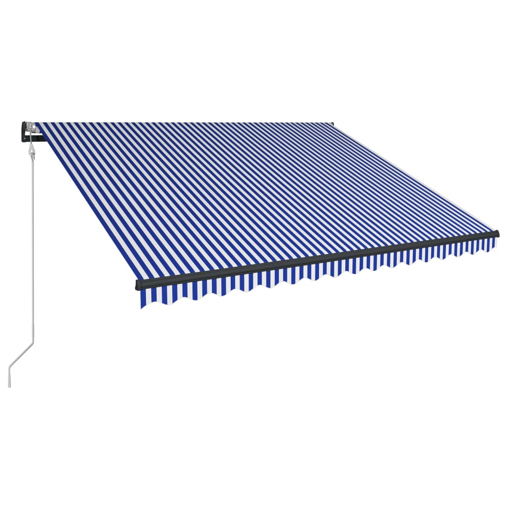 

vidaXL Luifel met windsensor en LED 400x300 cm blauw en wit