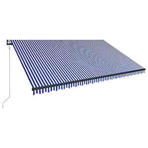 Markýza se senzorem větru a LED světlem 500 x 300 cm modrobílá - obrázek 3