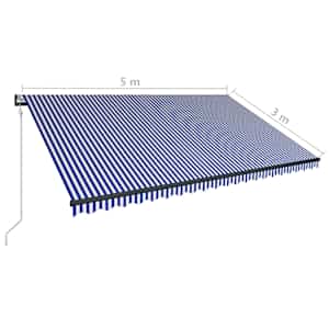 Markýza se senzorem větru a LED světlem 500 x 300 cm modrobílá - obrázek 12