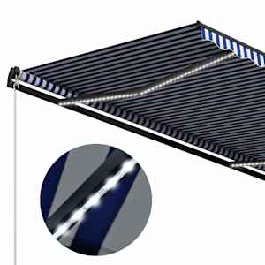 Markýza se senzorem větru a LED světlem 500 x 300 cm modrobílá - obrázek 6