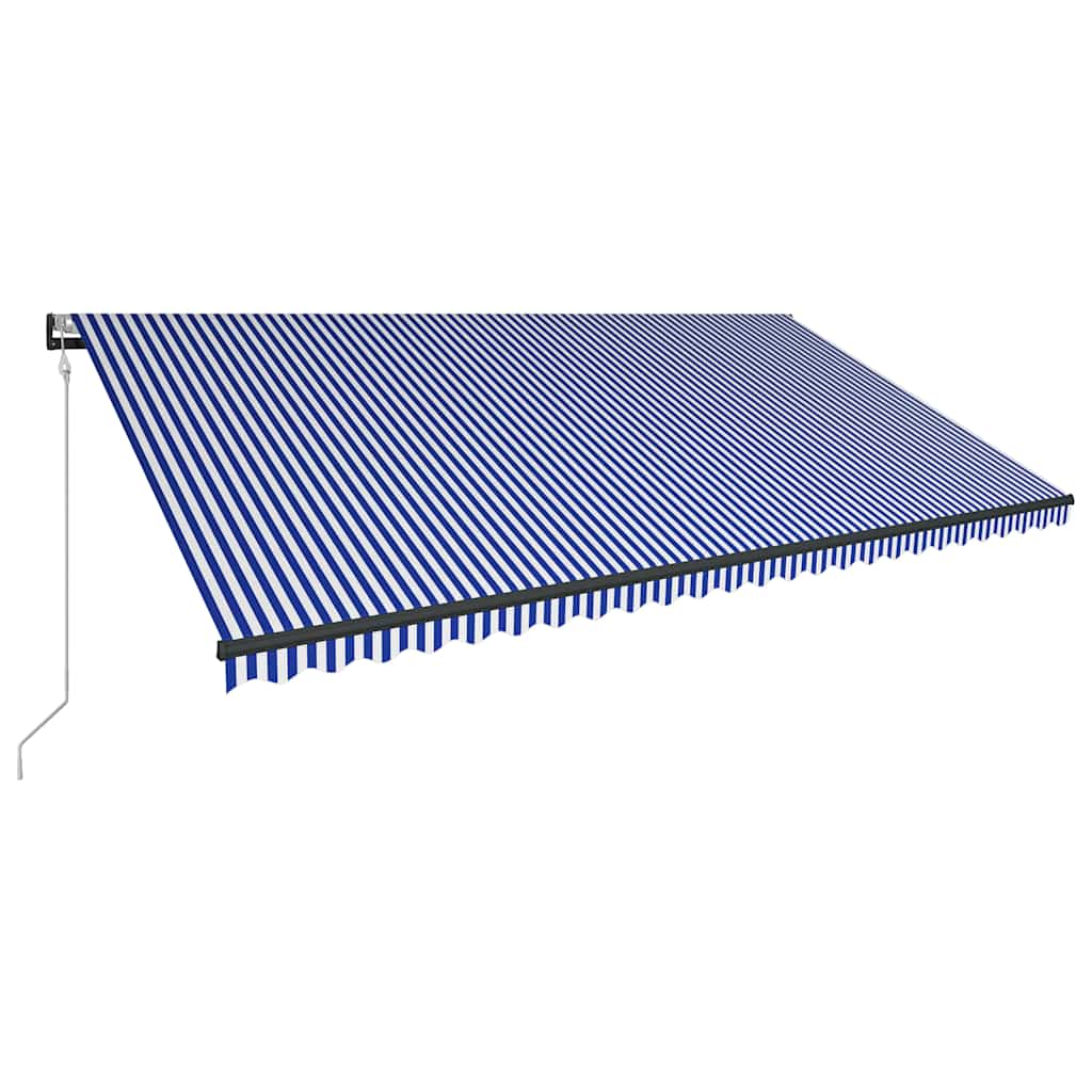 

vidaXL Luifel met windsensor en LED 600x300 cm blauw en wit