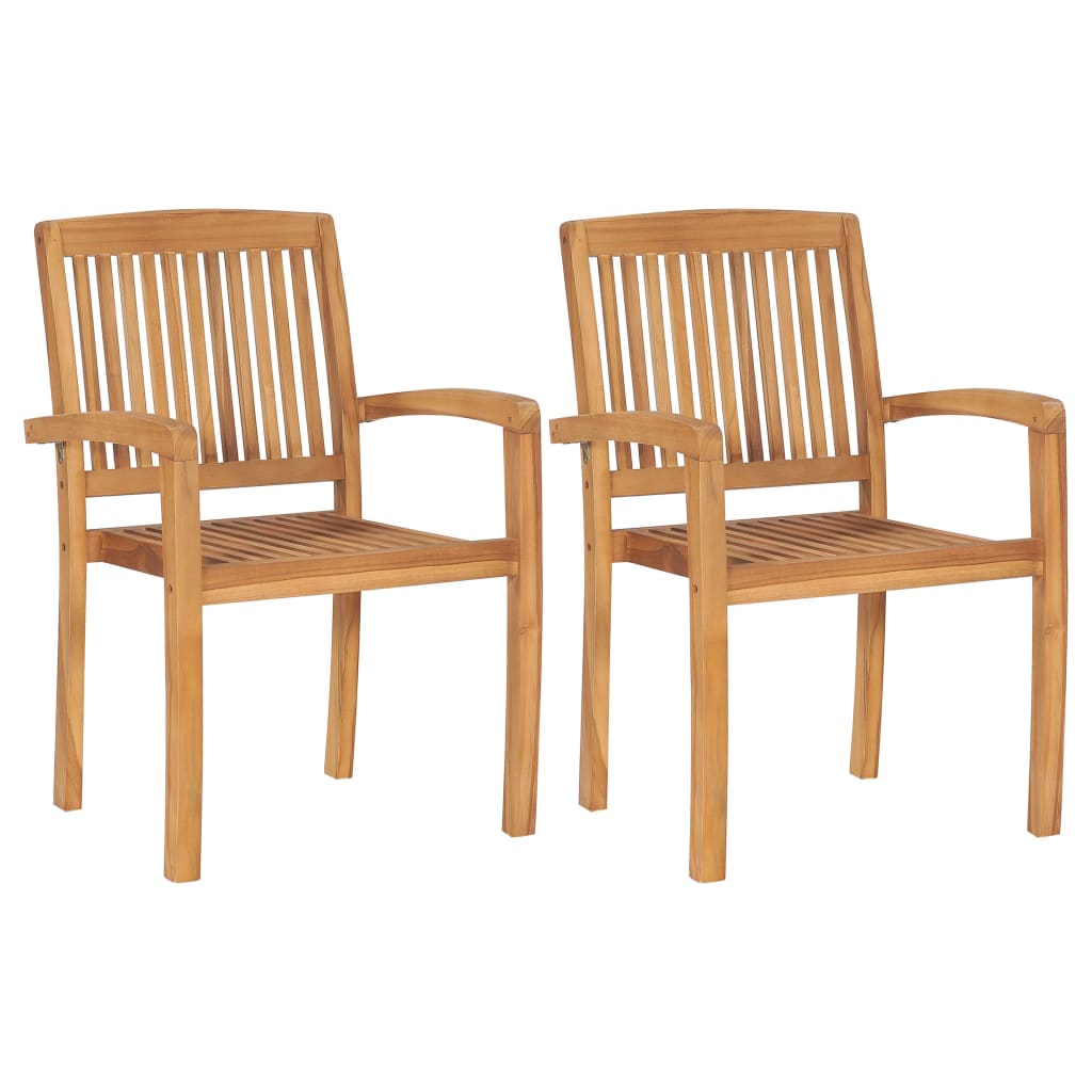 Photos - Garden Furniture VidaXL Stacking Patio Dining Chairs 2 pcs Solid Teak Wood 