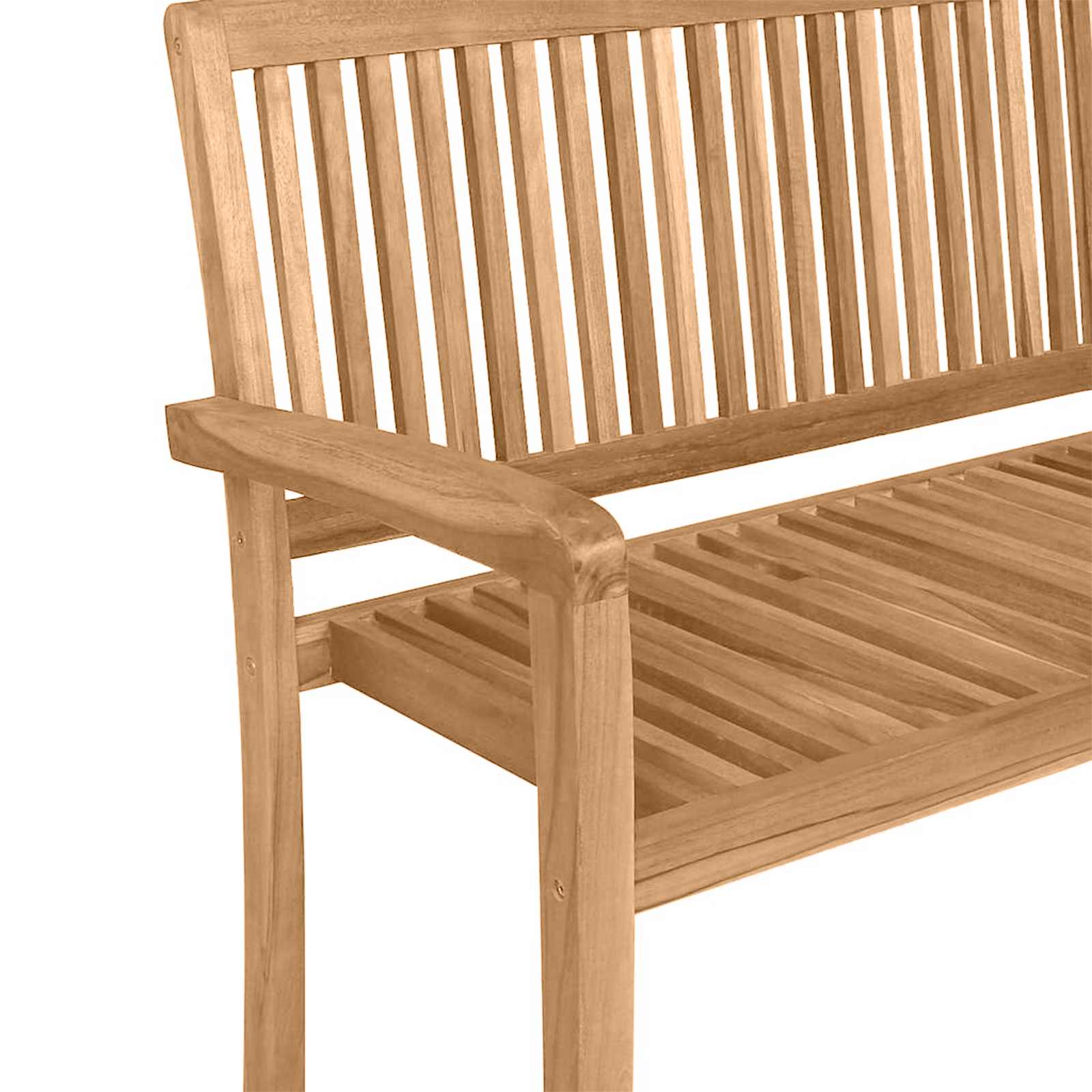 Tuinbank 3-zits stapelbaar 159 cm massief teakhout - Afbeelding 6