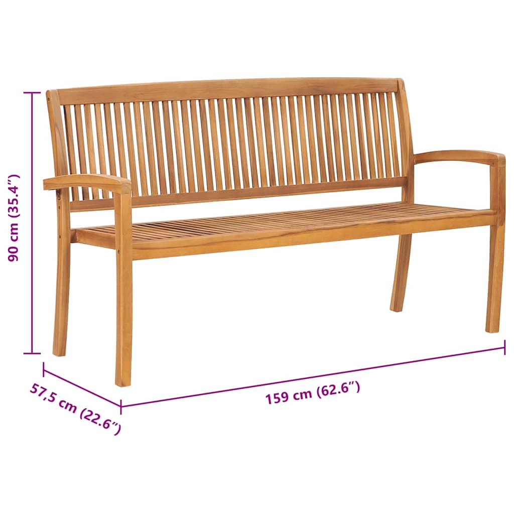 Outdoor Patio Bench Garden Bench for Porch Balcony Solid Wood Teak vidaXL - Picture 11 of 14