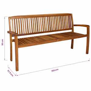 3místná stohovatelná zahradní lavice 159 cm masivní teak - obrázek 6