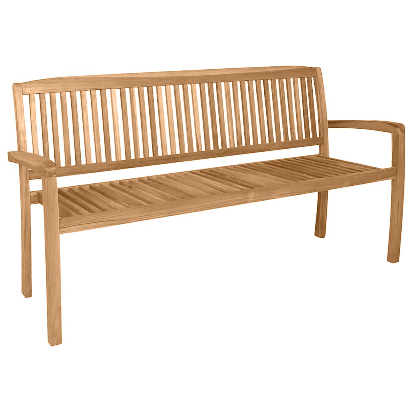 Tuinbank 3-zits stapelbaar 159 cm massief teakhout - Afbeelding 2
