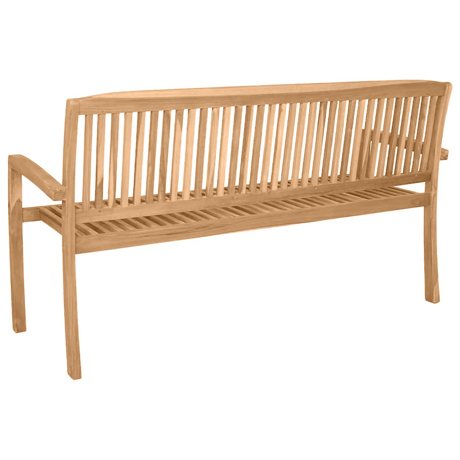 Tuinbank 3-zits stapelbaar 159 cm massief teakhout - Afbeelding 5