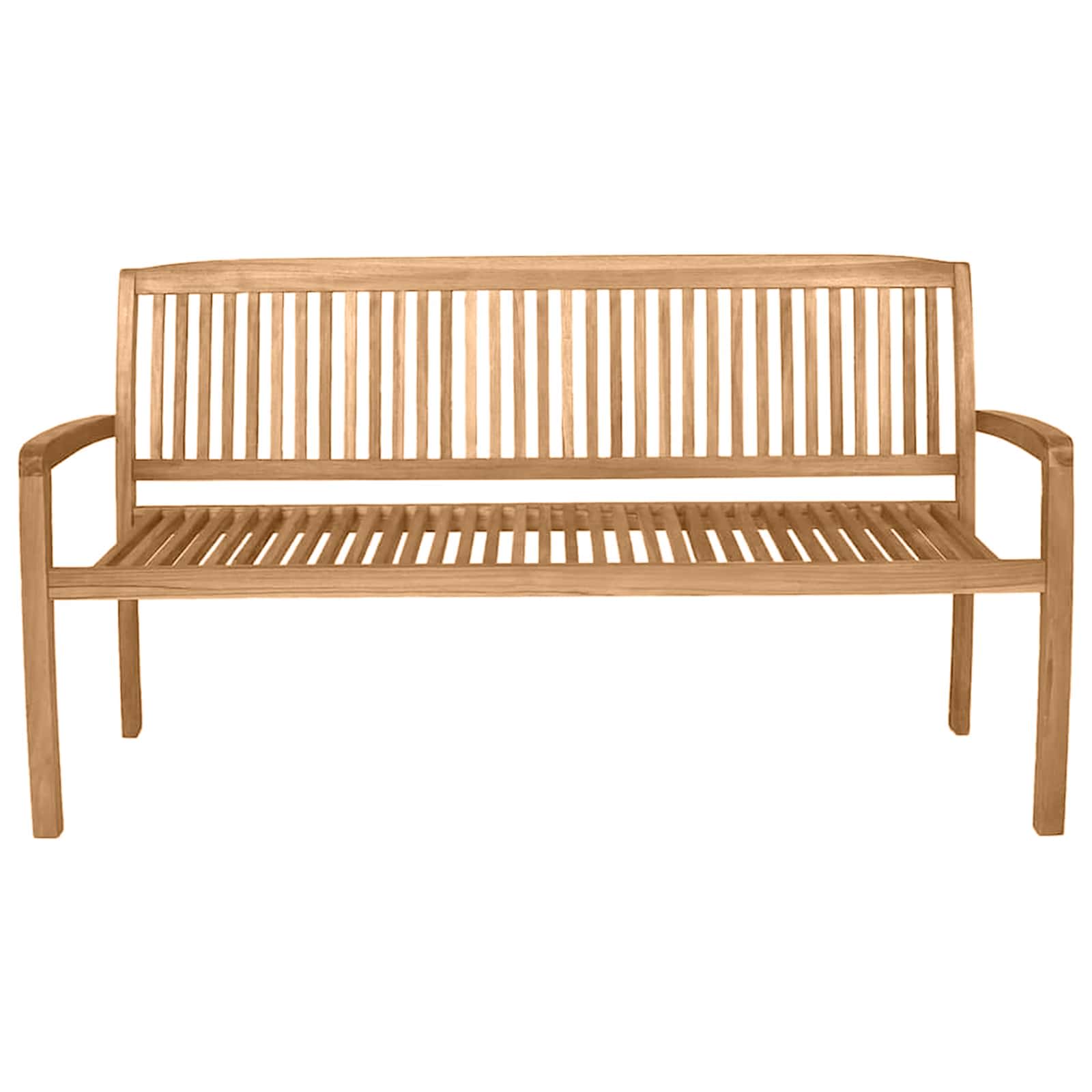 Tuinbank 3-zits stapelbaar 159 cm massief teakhout - Afbeelding 3