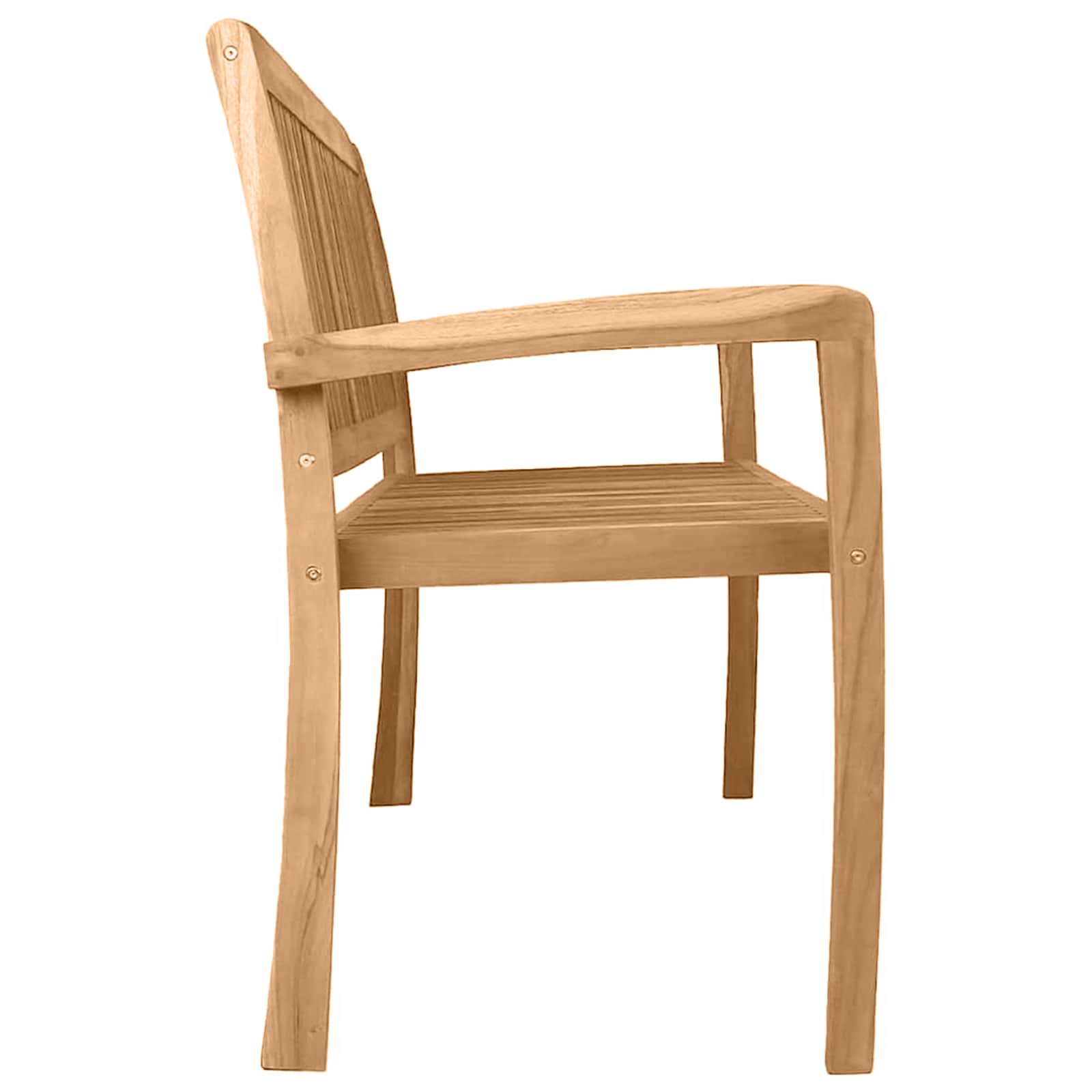 Tuinbank 3-zits stapelbaar 159 cm massief teakhout - Afbeelding 4