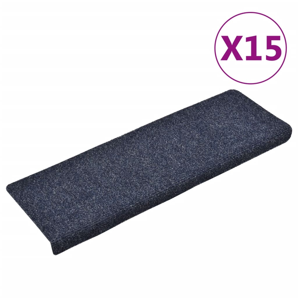 vidaXL Nášlapy na schody 15 ks vpichované 65x21x4 cm modré