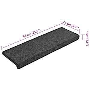 Schodové rohože 15 ks 65 x 21 x 4 cm antracitové s obdélníkovým okrajem - obrázek 8