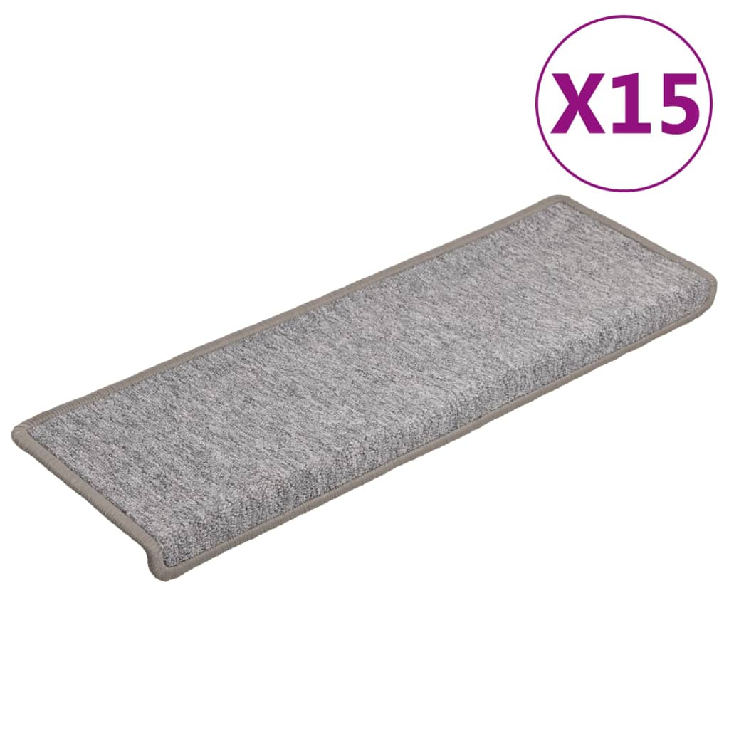 vidaXL Kobercové nášlapy na schody 15 ks 65x21x4 cm světle šedé