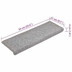 Schodové rohože 15 ks 65 x 21 x 4 cm světle šedé s obdélníkovým okrajem - obrázek 8