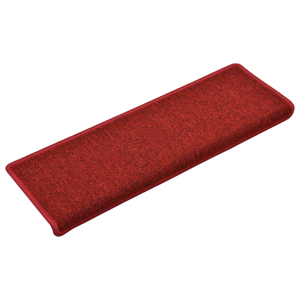 vidaXL Schodové rohože 15 ks 65 x 21 x 4 cm bordó obdélníkový okraj