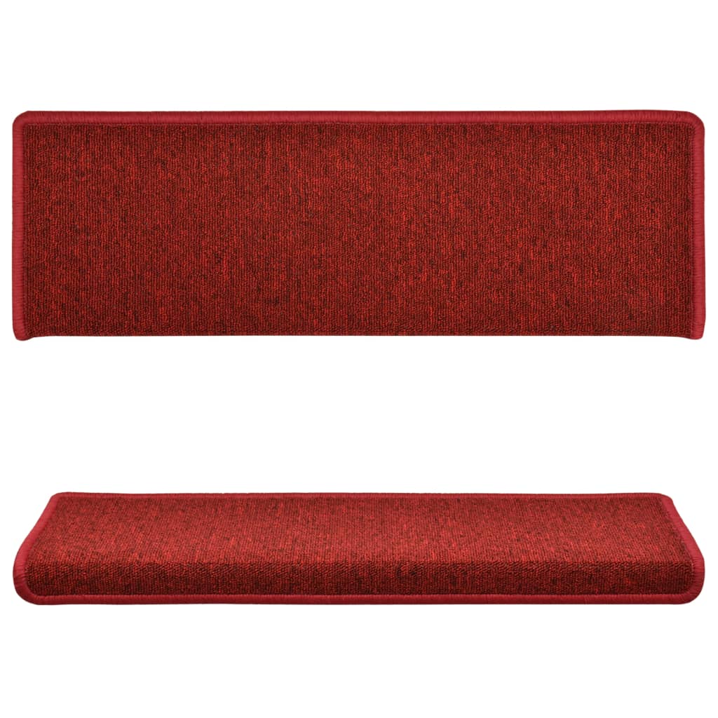 vidaXL Tapete/carpete para degraus 15 pcs 65x21x4 cm vermelho