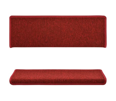 vidaXL Tapete/carpete para degraus 15 pcs 65x21x4 cm vermelho