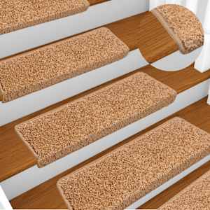 Stopniščne preproge 15 kosov 65x21x4 cm bež pravokotne