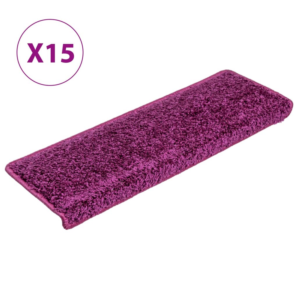 Thumbnail - vidaXL Teppich-Treppenstufen 15 Stk. 65x21x4 cm Violett