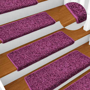 Stopniščne preproge 15 kosov 65x21x4 cm vijolične pravokotne robove