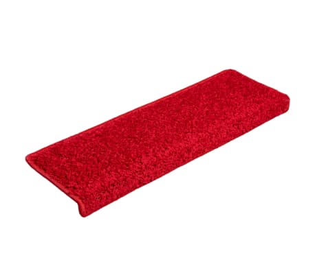 vidaXL Laiptų kilimėliai, 15vnt., raudonos spalvos, 65x21x4 cm