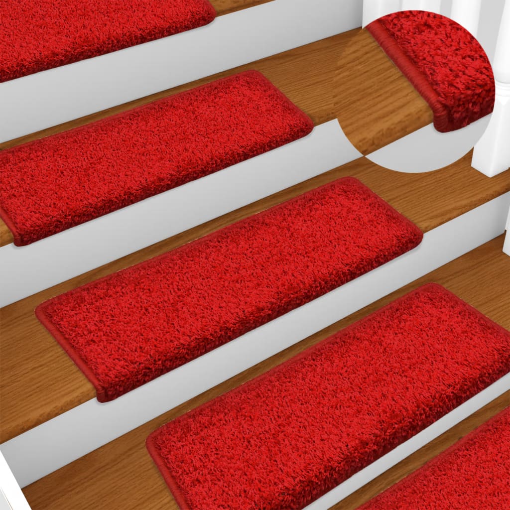 vidaXL Covorașe de trepte de scară, 15 buc., roșu, 65x21x4 cm