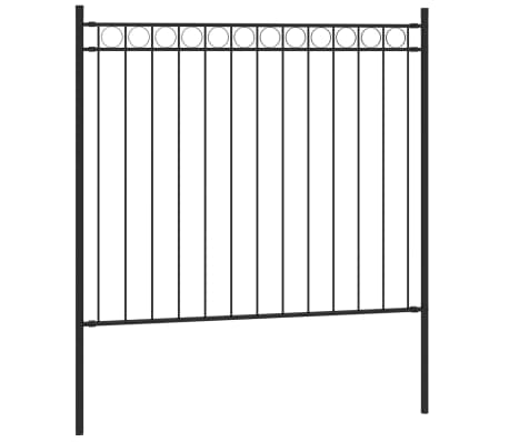 vidaXL Градинска ограда, стомана, 1,7x0,8 м, черна