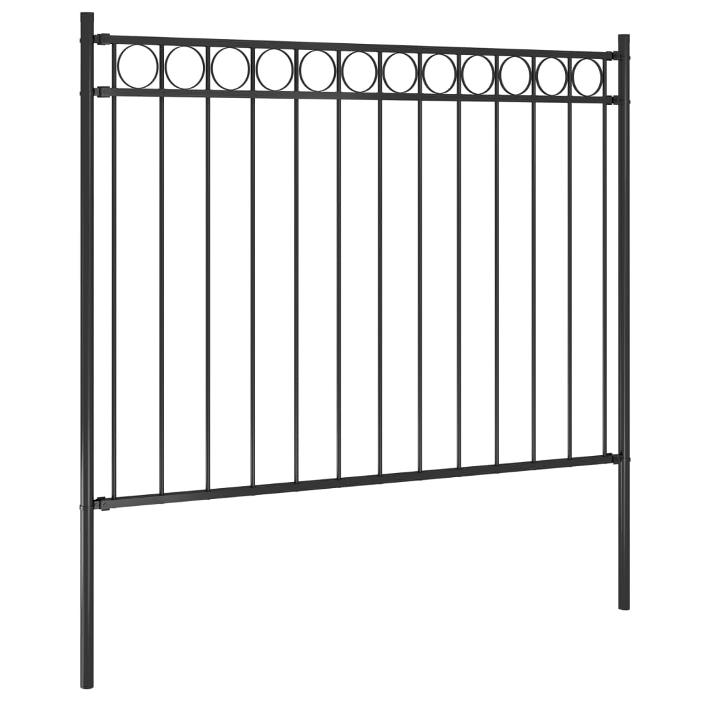 vidaXL Градинска ограда, стомана, 1,7x1,2 м, черна