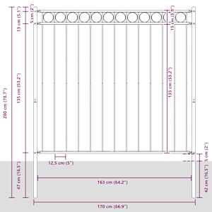 Zahradní plot ASSEN ocelový 1,7 x 1,5 m černý - obrázek 4