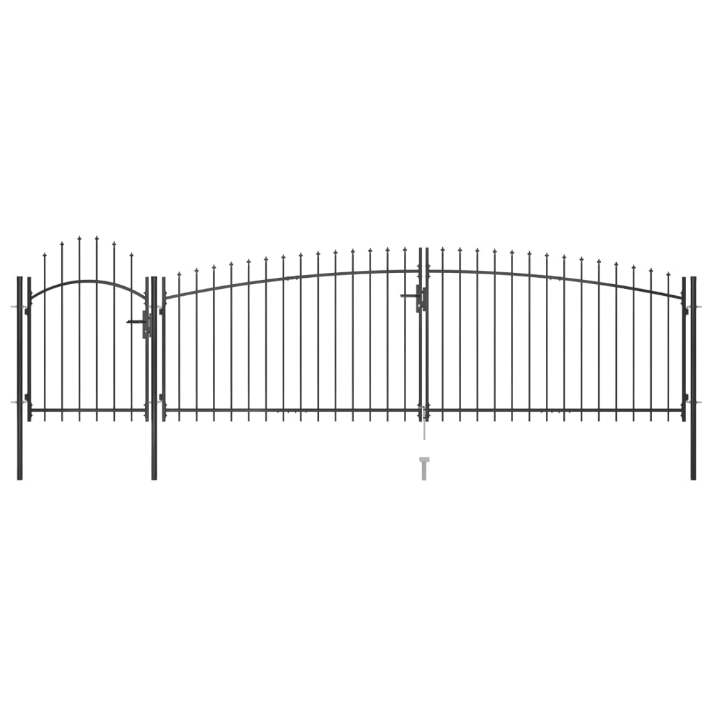Zahradní plotová brána s hroty 5 x 1,75 m černá