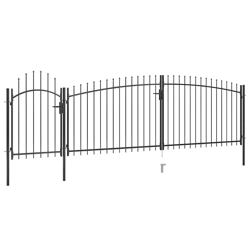 vidaXL Gartentor mit Speerspitzen 5x2 m Schwarz