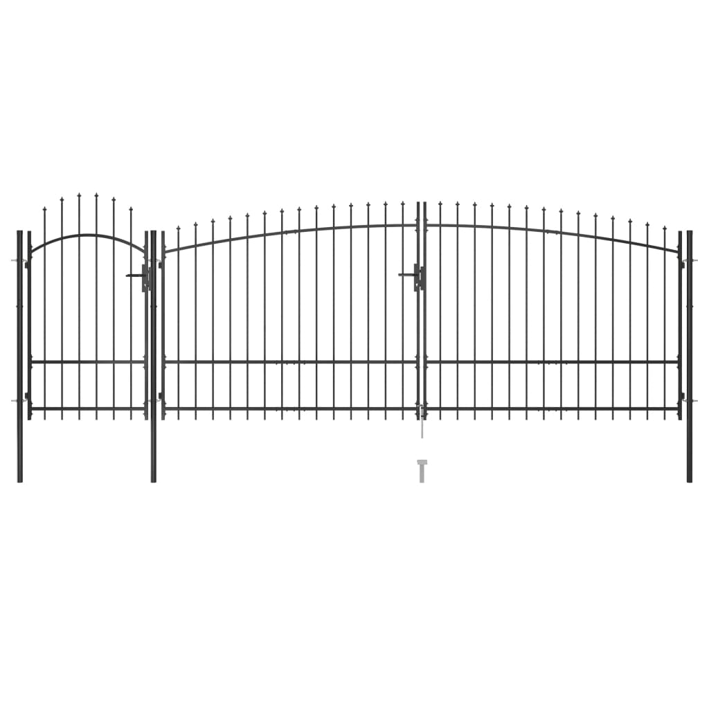 vidaXL Poartă gard pentru grădină cu vârf suliță, negru 5 x 2,25 m 225