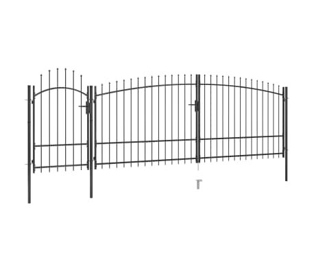 vidaXL Portail de cl&ocirc;ture de jardin avec dessus en lance 5x2,25 m Noir