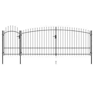 vidaXL Portail de cl&ocirc;ture de jardin avec dessus en lance 5x2,25 m Noir