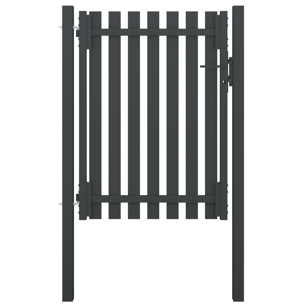 vidaXL Poartă de gard grădină, antracit, 1 x 1,7 m, oțel