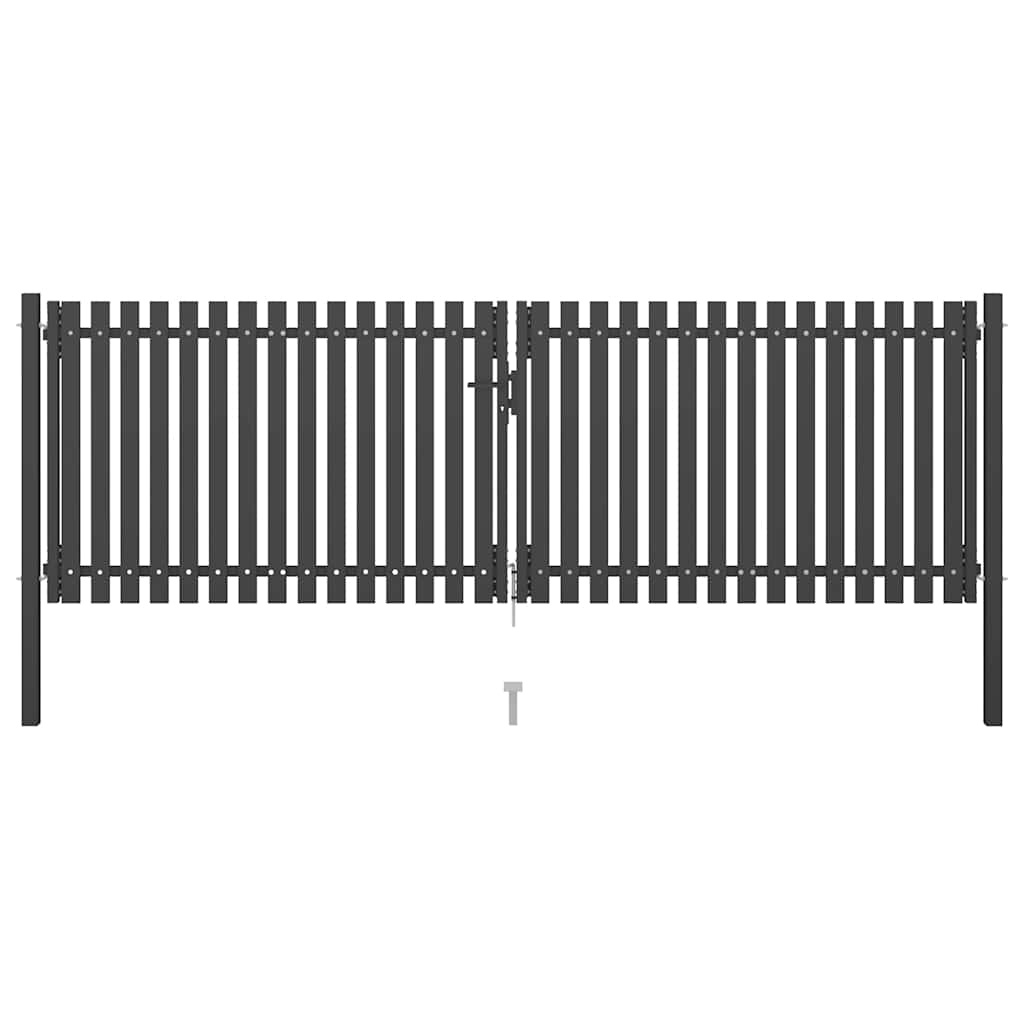 vidaXL Poartă de gard grădină, antracit, 4 x 1,5 m, oțel