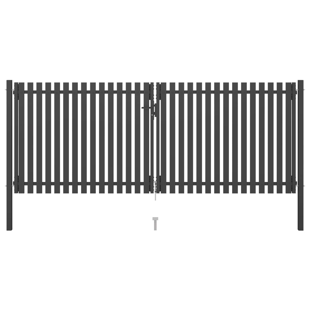 vidaXL Poartă de gard grădină, antracit, 4 x 1,7 m, oțel
