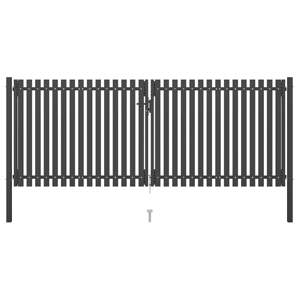 vidaXL Zahradní plotová branka ocelová 400 x 125 cm antracitová