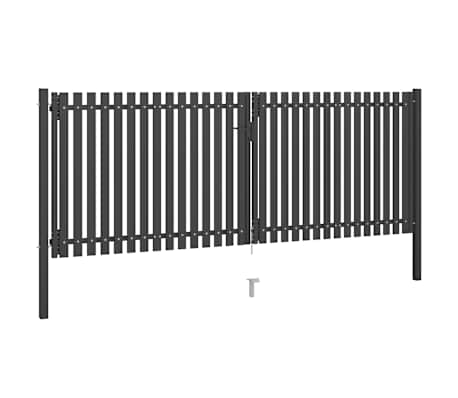 vidaXL Garðhlið Stál 4x1,7 m Reykgrátt