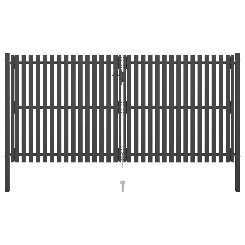 vidaXL Poartă de gard grădină, antracit, 4 x 2,25 m, oțel