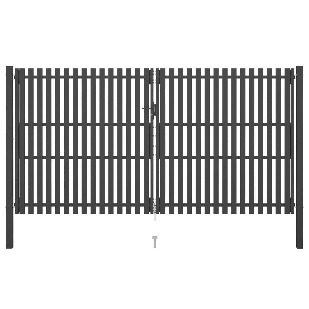 vidaXL Poartă de gard grădină, antracit, 4 x 2,5 m, oțel 25