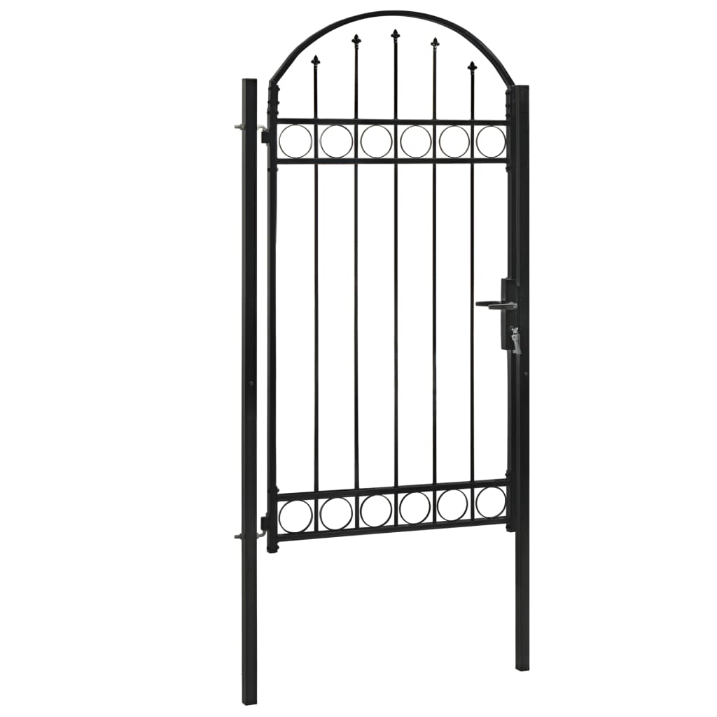vidaXL Poort met gebogen bovenkant 100x250 cm staal zwart afbeelding