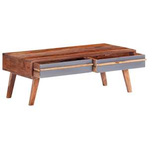 Konferenční stolek šedý 110 x 50 x 40 cm masivní dřevo - obrázek 2