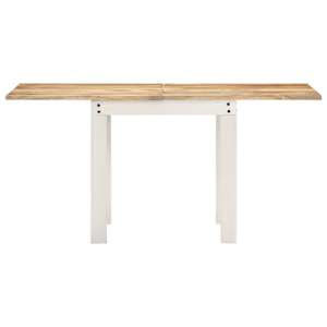 vidaXL Valgomojo stalas, baltas, 82x(80-160)x76cm, mango masyvas