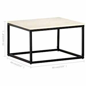 Konferenční stolek bílý 60x60x35 cm pravý kámen mramorový vzor - obrázek 6
