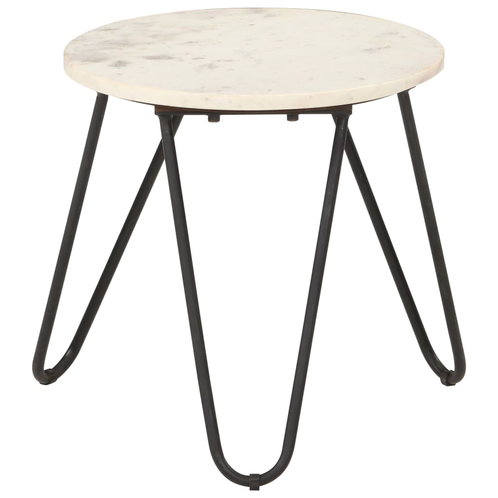 Konferenční stolek bílý 40x40x40 cm pravý kámen mramorový vzor